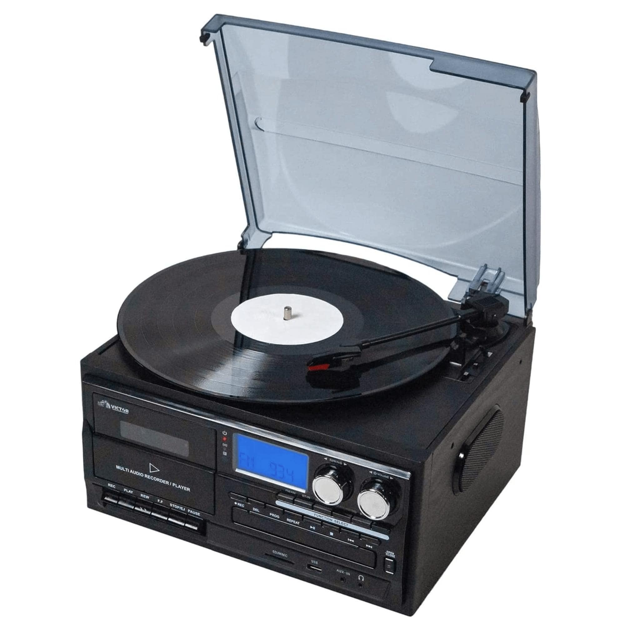 Victor Cosmopolitan 8-in-1 Turntable Music Center with Bluetooth