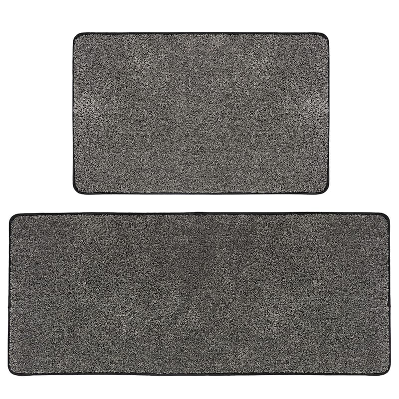 Luxurious Speckled Kitchen Rug Set - 20x32 & 20x48 Inches Kitchen Mats - 48"L x 20"W x 2/8"H - Black/White