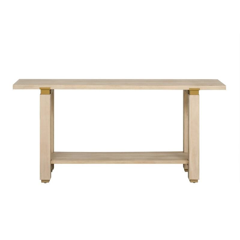 Modern 63" Console Table with Solid Wood Legs and Built-in Shelf for Stylish Entryway Organization