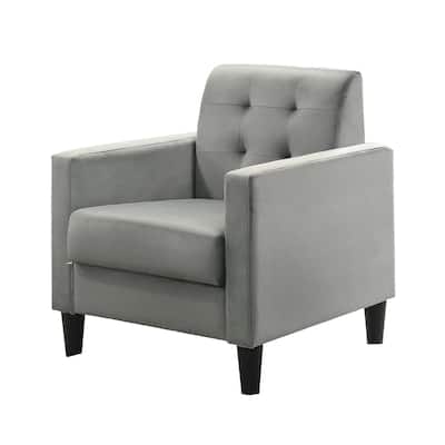 Velvet Upholstered Accent Armchair with Tufting