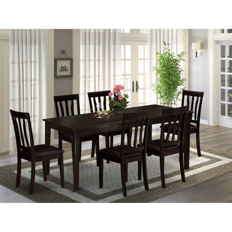 Modern Dining Set - Table with Leaf & 6 Chairs - Kitchen Dining Room Furniture