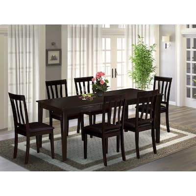 Modern Dining Set - Table with Leaf & 6 Chairs - Kitchen Dining Room Furniture