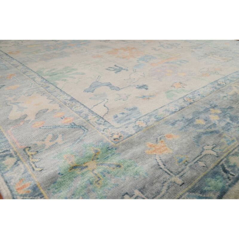 All-Over Oushak Indian Area Rug Hand-Knotted Wool Carpet - 7'10"x 10'0"