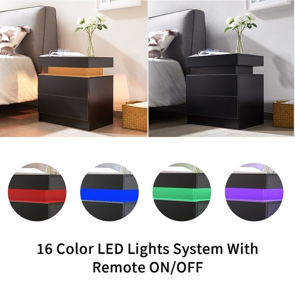Bedside cabinet lights top