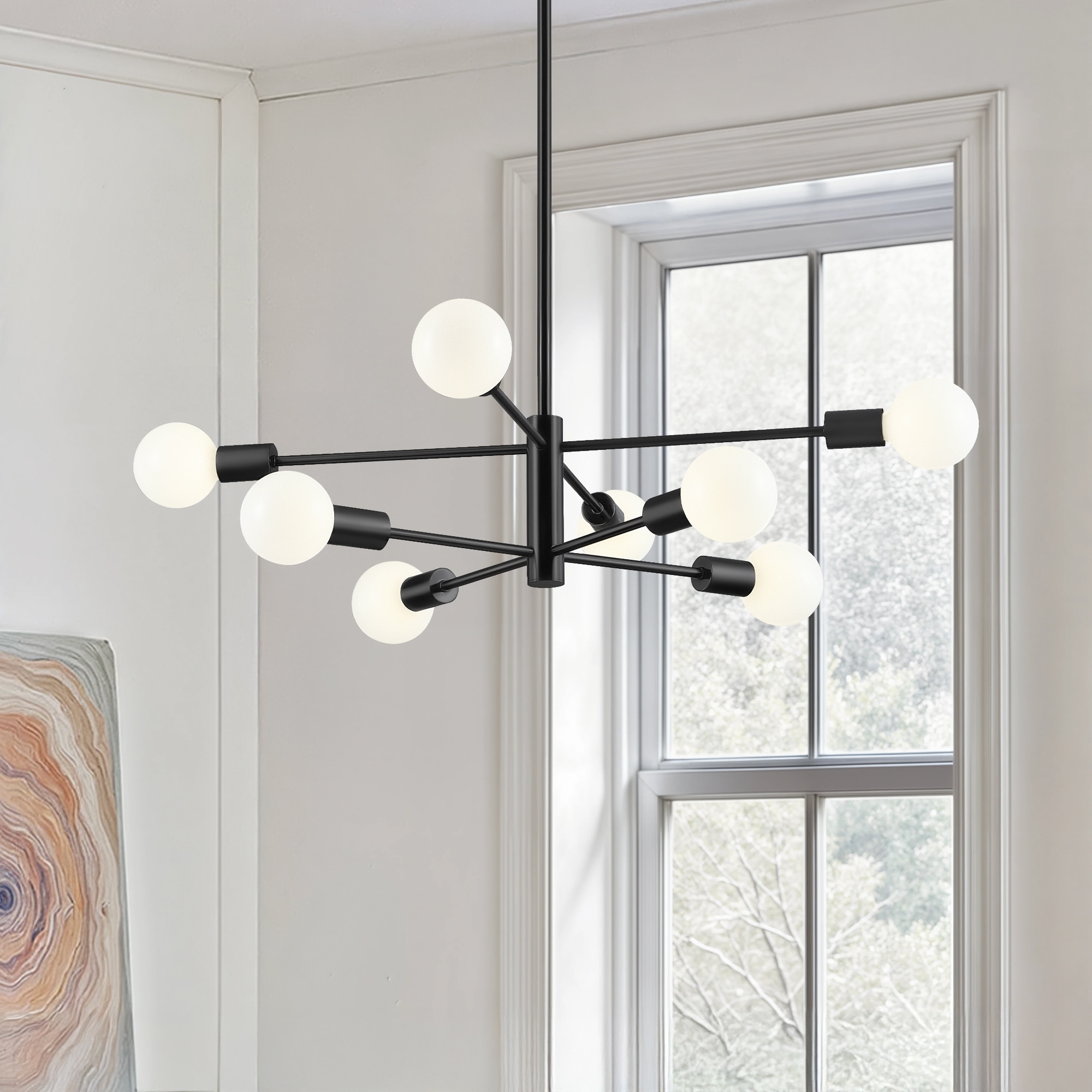 8-Light Modern Sputnik Chandelier with 4 Downrods