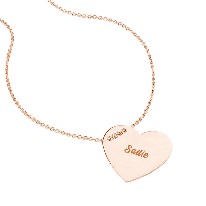Curata 14k Yellow, Rose or White Gold Love Heart Name Plate Necklace, 18"