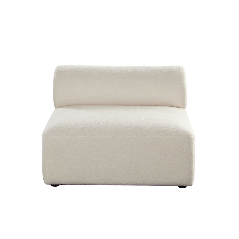 Zey Modular Armless Chair with Low Back, Ivory Sherpa Fabric
