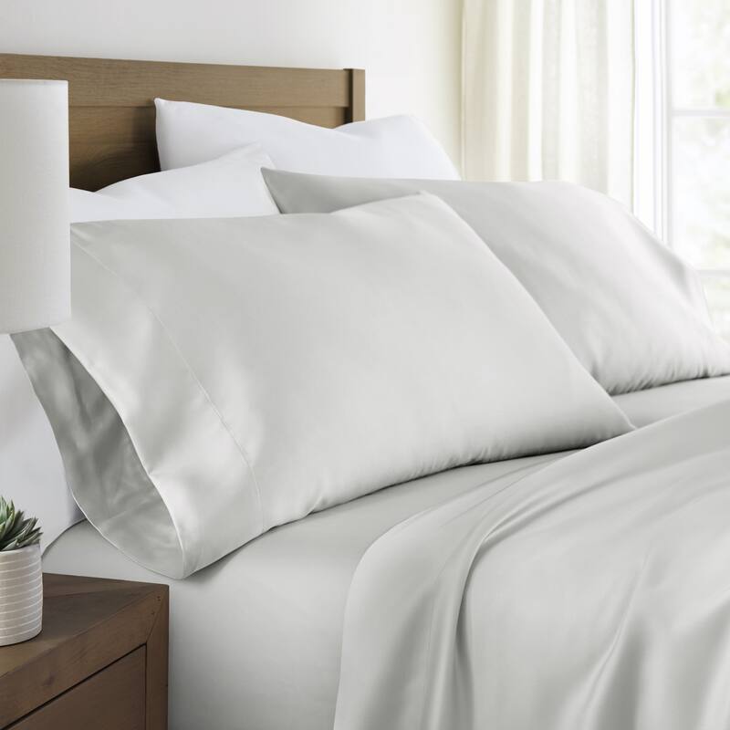 Becky Cameron Soft 100% Rayon from Bamboo 2-Piece Pillowcase Set - King - Light Gray