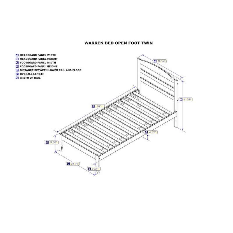 Twin Bed Frame Walnut Wood Slat Platform Bed Coastal Style