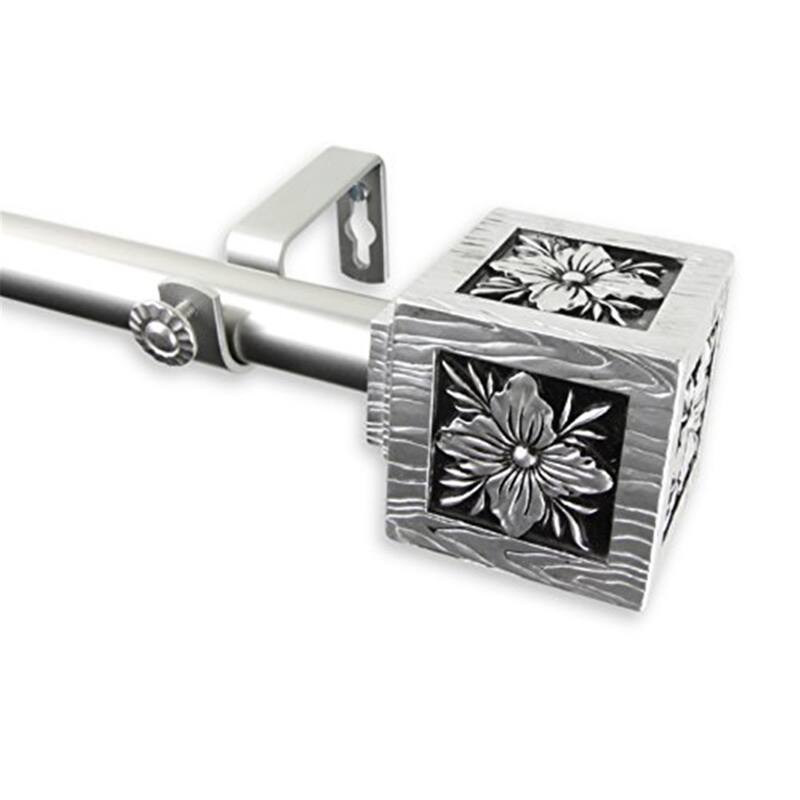 Coastal Craftsman Curtain Rod - Adjustable Metal Rods with Finials - Satin Nickel Finish - 28 to 48 Inch