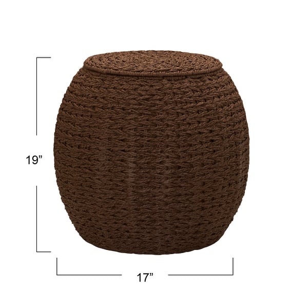 dimension image slide 6 of 7, Household Essentials Handwoven Barrel Wicker Storage Basket Side Table - 17.0"L x 17.0"W x 19.0"H