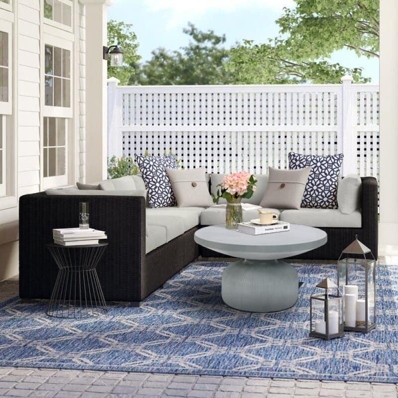 Light Grey MgO Indoor and Outdoor Round Coffee Table