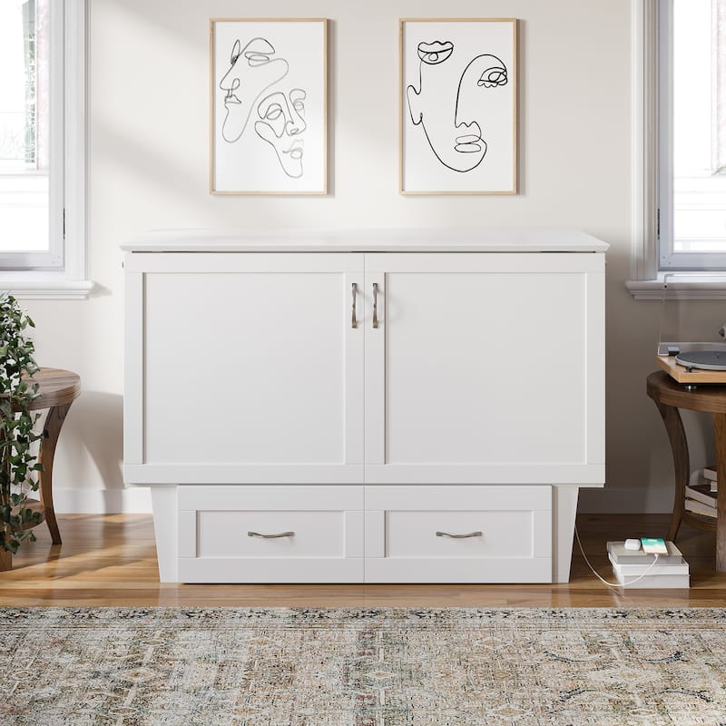 Monroe Full Murphy Bed Chest with 6" Memory Foam Mattress