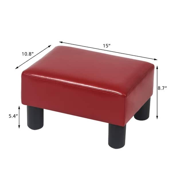 dimension image slide 5 of 7, Adeco Small Rectangular Ottoman Modern PU Leather Footrest Stool Chair