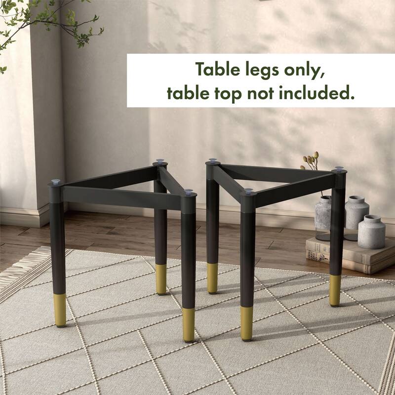Furniture of America Mil Modern Tapered Black & Gold Table Legs for Coffee Table - Set of 6 Legs (2 Bases)