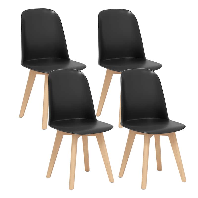 Gymax Modern Dining Chairs Set of 4 Armless Kitchen Chairs 330 LBS - Black, Natural