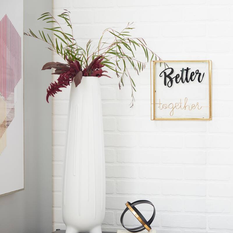 Gold Glass Contemporary Decorative Sign 10 x 10 x 2 - 10 x 2 x 10