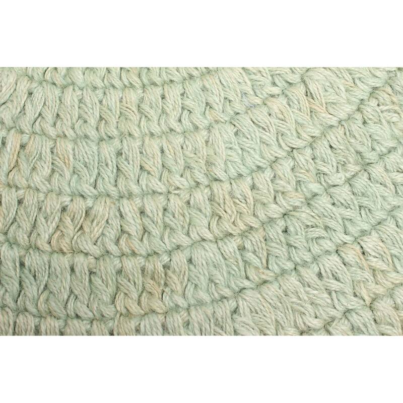 ECARPETGALLERY Braid weave Sienna Light Green Wool Rug - 3'2 x 3'2