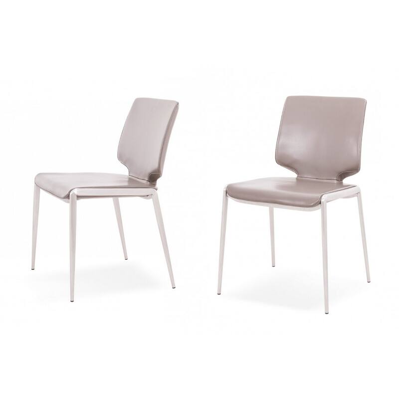 Silver/Gray Faux Leather Upholstered Metal Frame Dining Chair, Set of 2, Sturdy Dining Chair for Dining Rooms - 15.5
