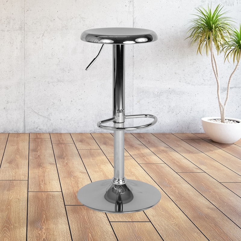 Adjustable Height Retro Barstool - 16"W x 16"D x 23" - 31"H - Chrome
