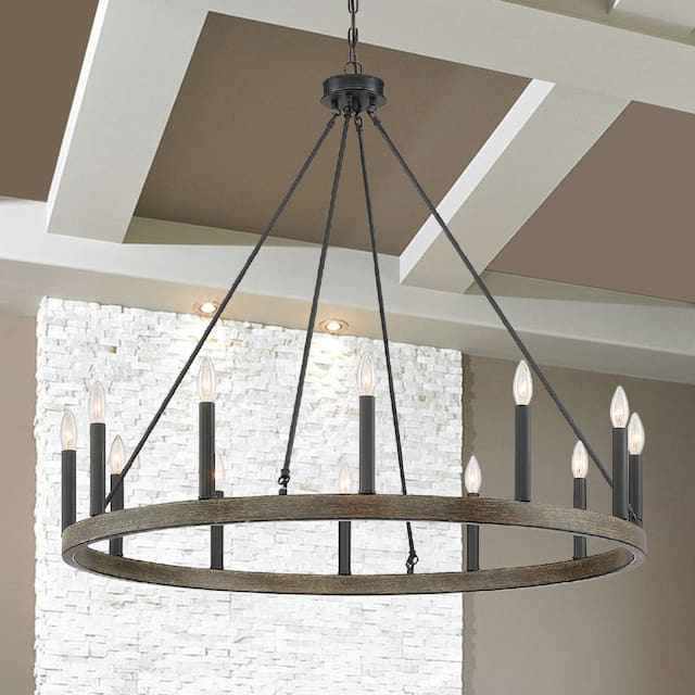 The Gray Barn Highclere 12-light Wagon Wheel Chandelier - 40"x40"x35.93"