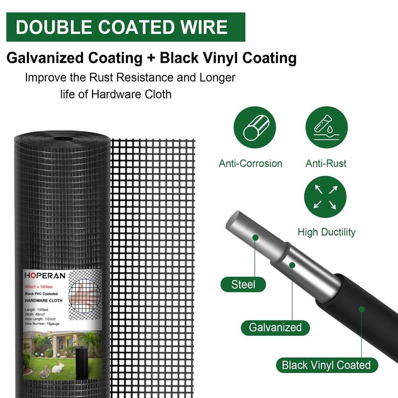 1/2 inch Hardware Cloth Black PVC Coated Chicken Wire Mesh Double