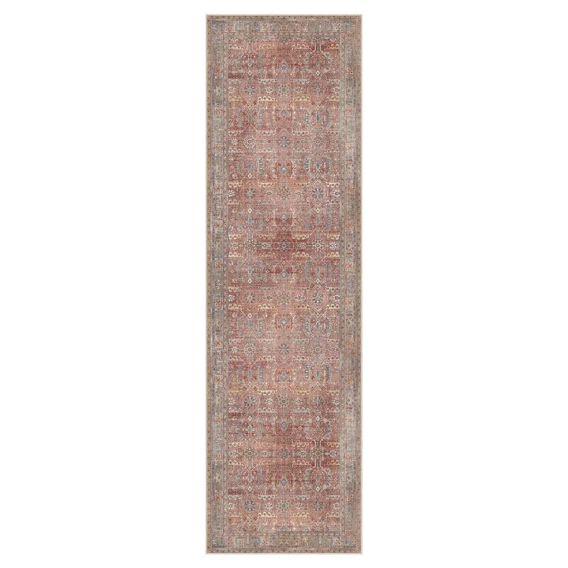 Mcow Floral Collection Machine-Washable Non-Slip Area Rug