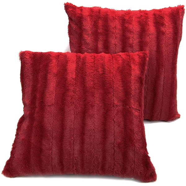 red fur throw pillows