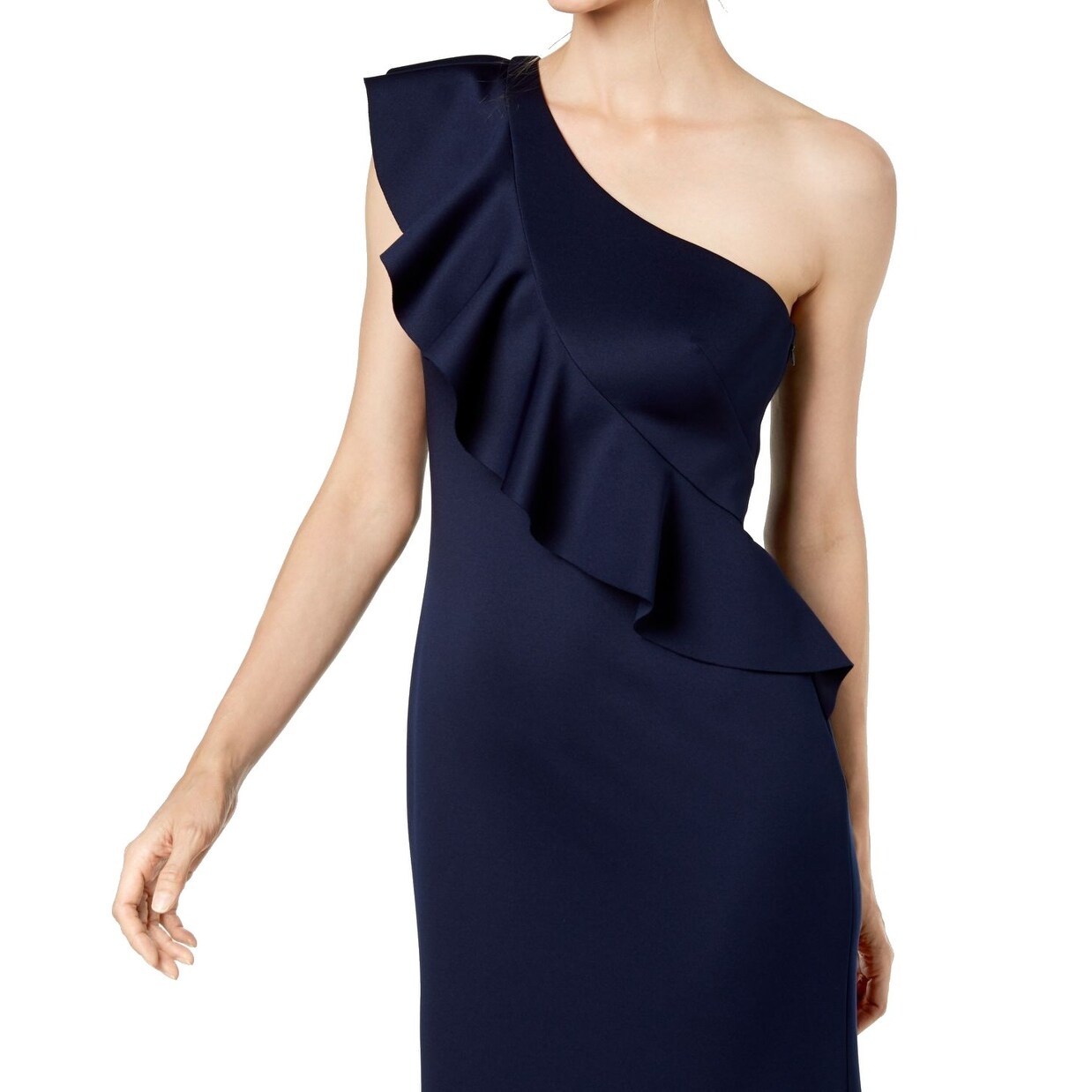 jessica howard ruffled one shoulder gown