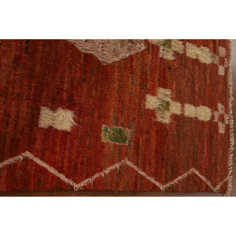 Hand Knotted Oriental 100% Wool Carpet Modern Tribal Oranges & Rust Moroccan Area Rug - 7' 8'' X 5' 6''