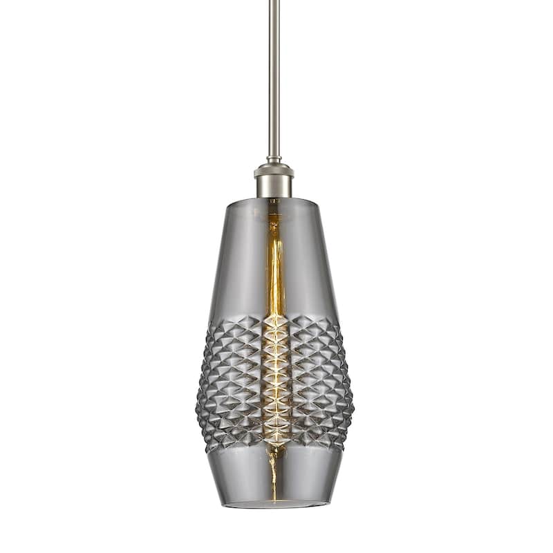 Innovations Lighting 516-1S-17-7 Windham Pendant Windham 7" Wide Mini - Brushed Satin Nickel / Smoked