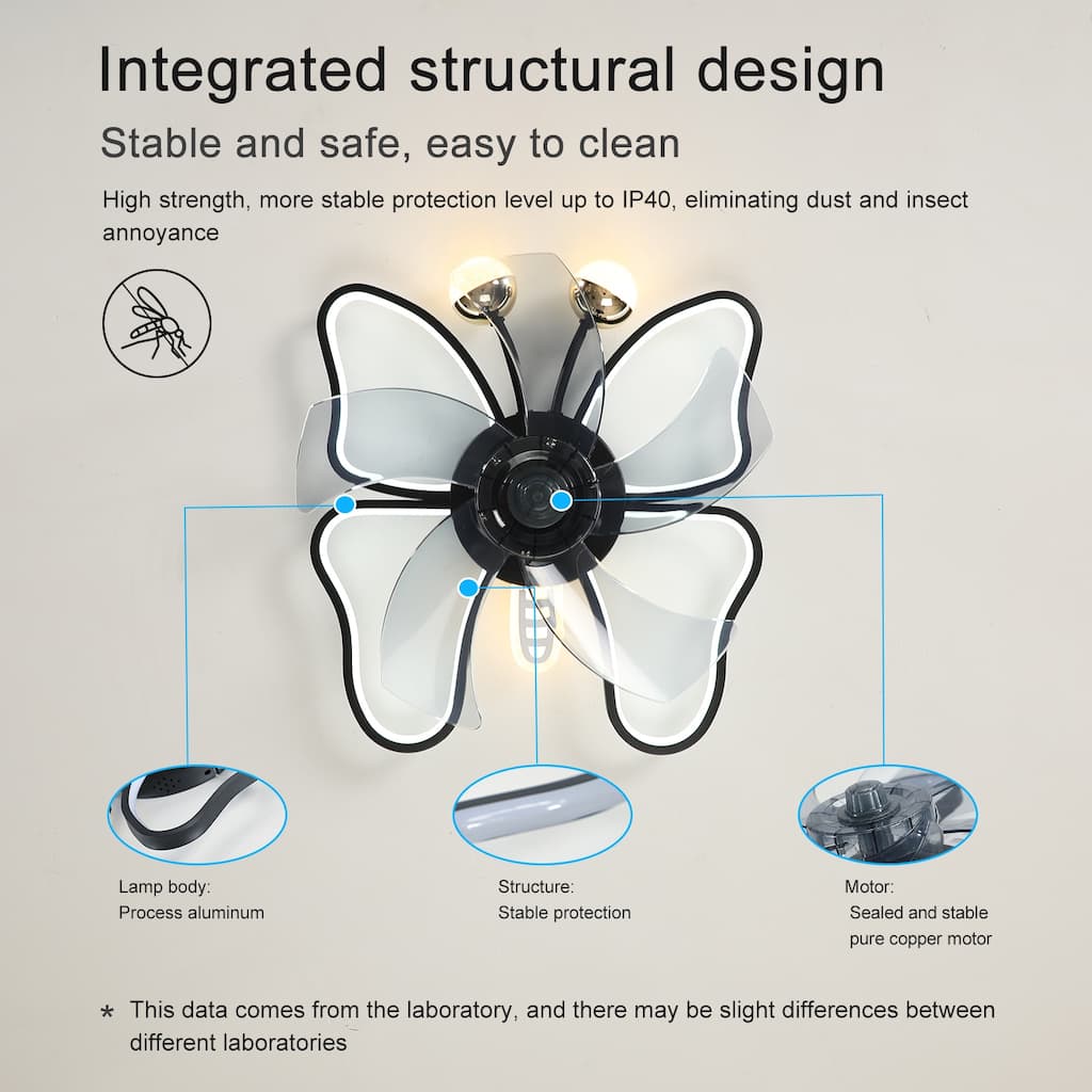 Modern Ceiling Fan Light with Light and Butterfly Design, DC Reversible Motor for Bedroom and Living Room