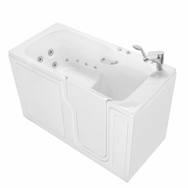 Ella Standard Acrylic Hydro Massage w/ Independent Foot Massage Walk in Tub 30"x60", 2 Piece Faucet - Right Door - Hydro + Foot Massage