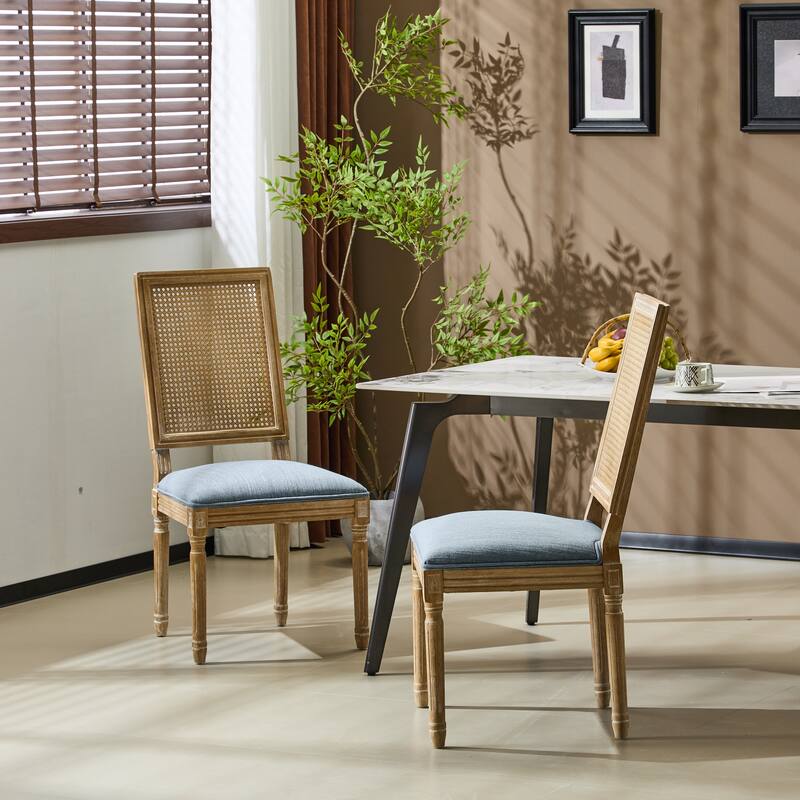 Regina French Country Wood and Cane Upholstered Dining Chairs by Christopher Knight Home