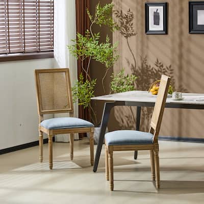 Wood Dining Chair Side Chair with Upholstered Seats (Set of 2)