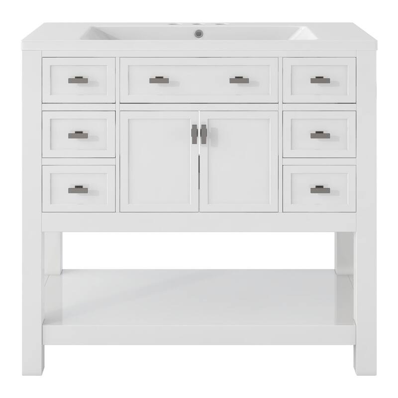 36'' Freestanding Bathroom Vanity Set with Integrated Ceramic Sink and Drawers - 36'' X 34''