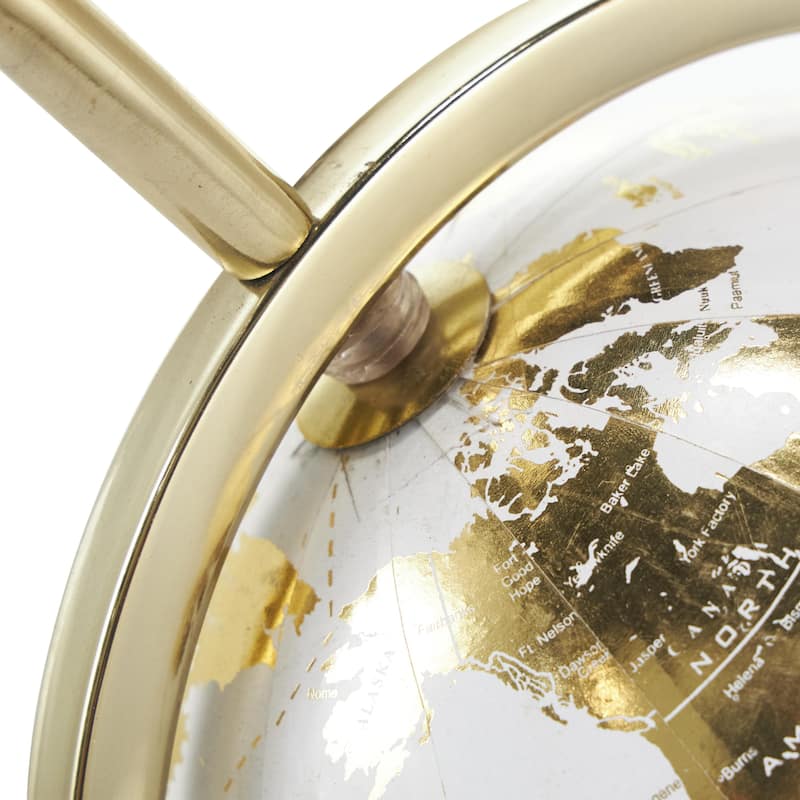 Aluminum Metal Armillary Globe with White Center - Gold - Roche River Decor