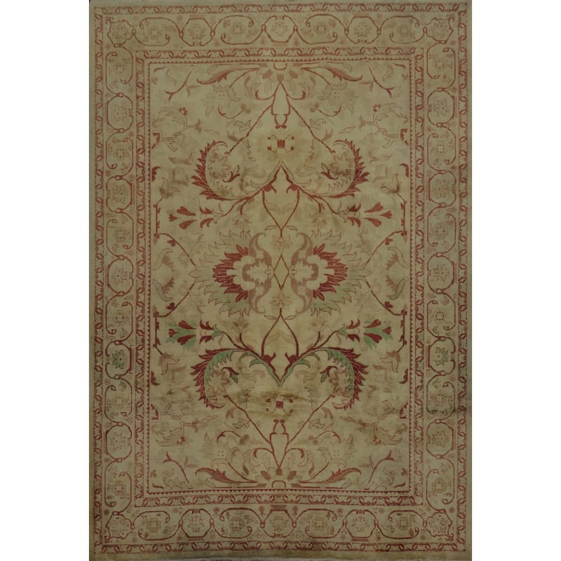 Hand Knotted Oriental 100% Wool Carpet Traditional Floral Yellow & Gold Chobi-Peshawar Area Rug - 10' 0'' X 8' 0''