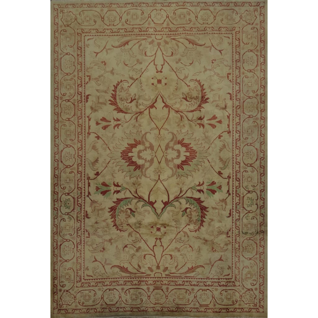 Hand Knotted Oriental 100% Wool Carpet Traditional Floral Yellow & Gold Chobi-Peshawar Area Rug - 10' 0'' X 8' 0''