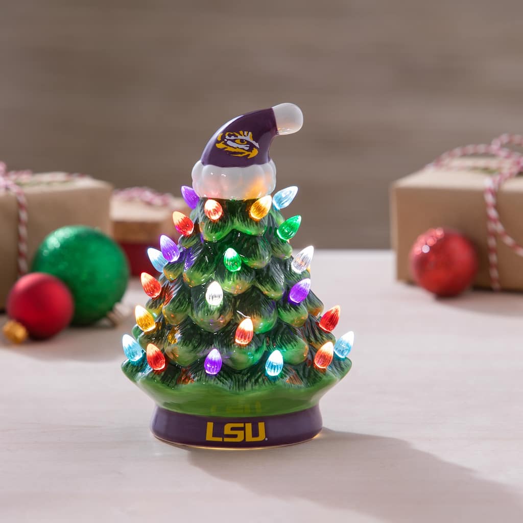 8" LED Ceramic Tabletop Christmas Tree, Louisiana State University