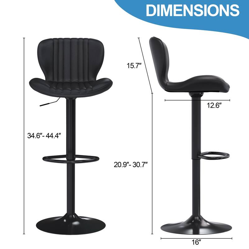 Scallop Swivel Bar Stool Set with Height-adjustable Seat - N/A