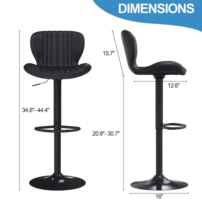 Scallop Bar Stool with 360° Swivel - Modern Kitchen & Home Bar Seating，Set of 2 - N/A
