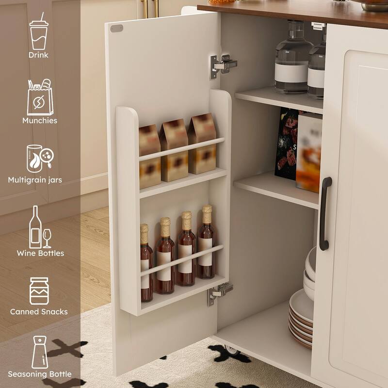 Kitchen Island Cart with Foldable Tabletop & Drop Leaf