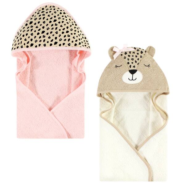 slide 1 of 1, Hudson Baby Infant Girl Cotton Animal Face Hooded Towel, Cheetah, One Size - Cheetah - One Size One Size - Cheetah