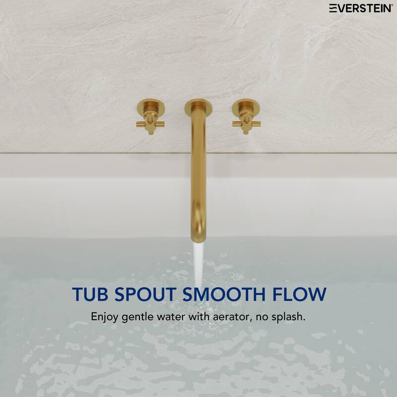 Double Handle Wall Mounted Tub Filler High Flow Tub Faucet Trim
