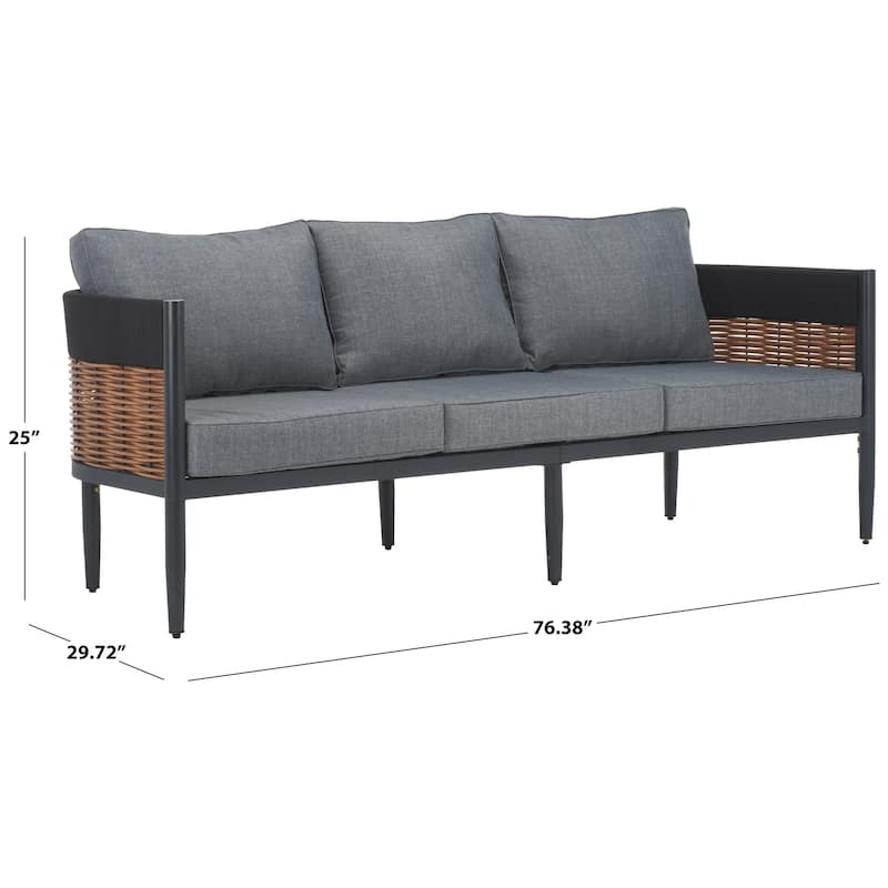 SAFAVIEH Outdoor Patio Furniture Harrison 3 Seater Sofa - 78"W x 28"D x 26"H