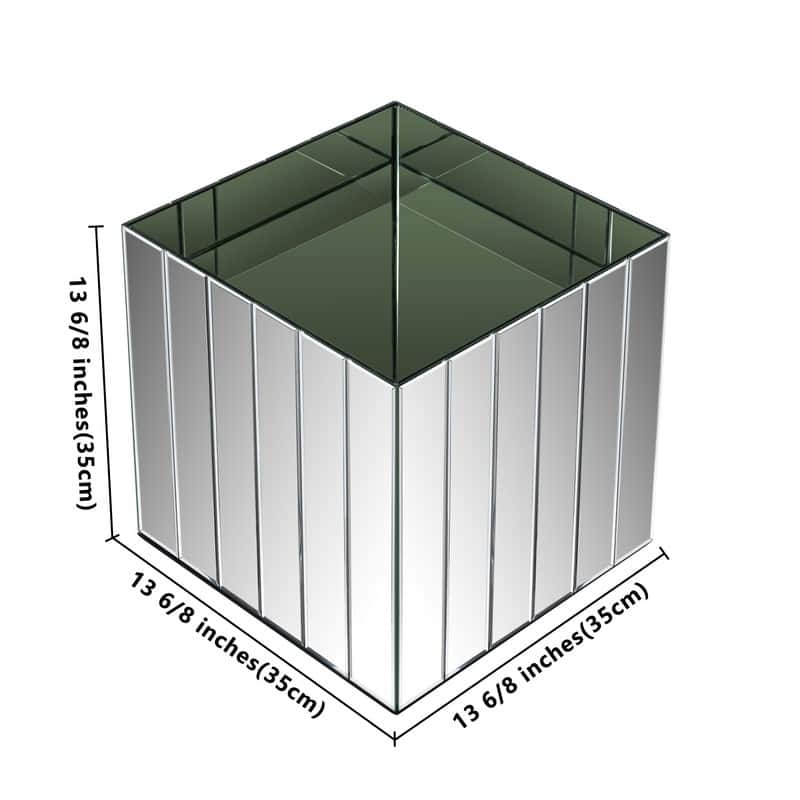 14" Mirrored Square Floor Vase