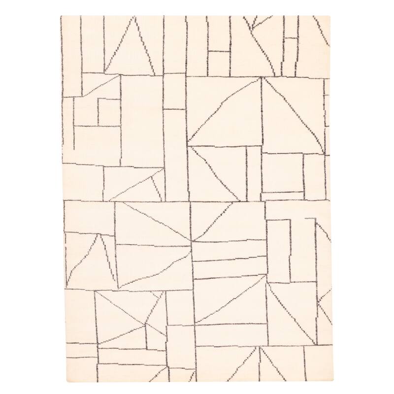 ECARPETGALLERY Hand-knotted Tangier Cream Wool Rug - 5'5 x 7'7