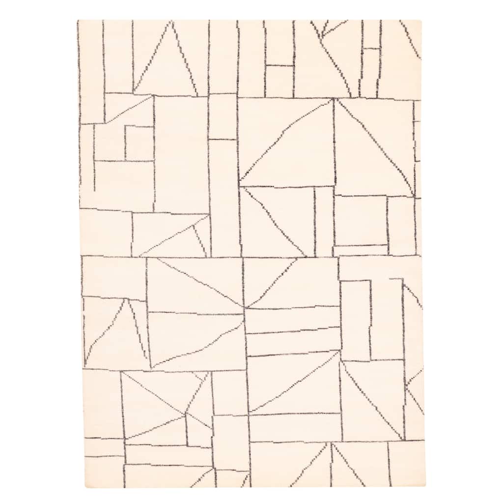 ECARPETGALLERY Hand-knotted Tangier Cream Wool Rug - 5'5 x 7'7