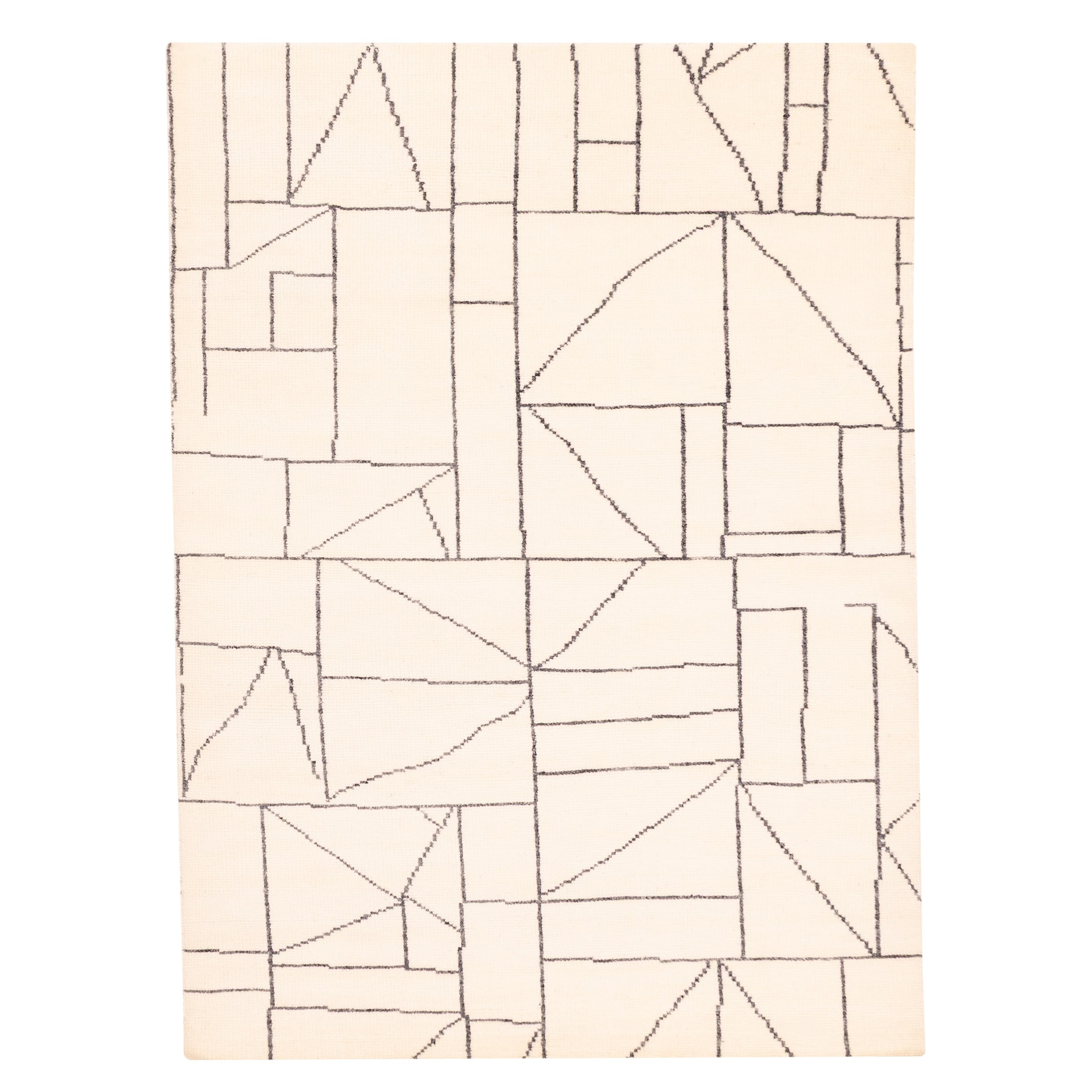 ECARPETGALLERY Hand-knotted Tangier Cream Wool Rug - 5'5 x 7'7